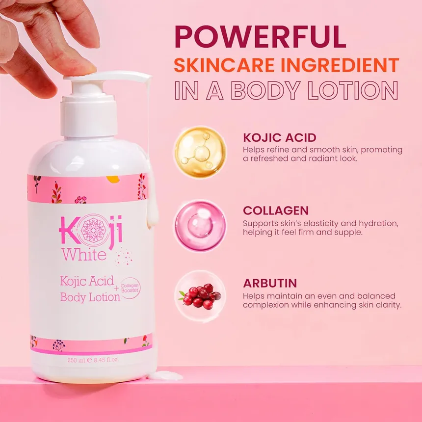 Koji White - Kojic Acid Glowing + Collagen Booster Skin Brightening Body Lotion 250ml
