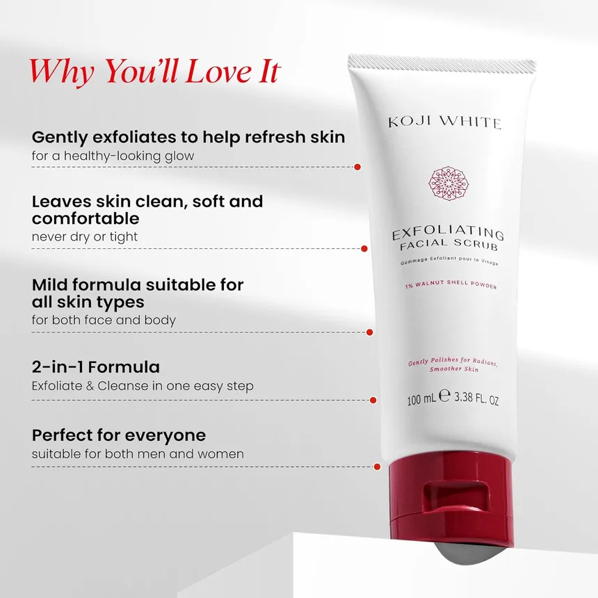 Koji White - Exfoliating Face Scrub 1% Walnut Shell Powder 100ml