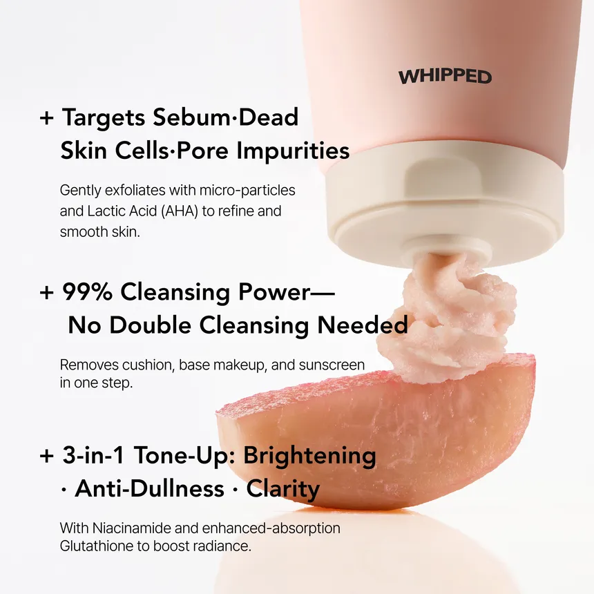 WHIPPED - Peach Pear Vegan Yogurt Face Mask Cleanser 130g