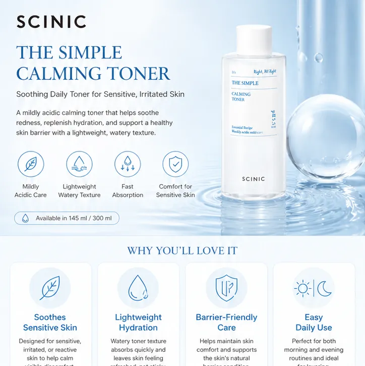 SCINIC - The Simple Calming Toner 145ml